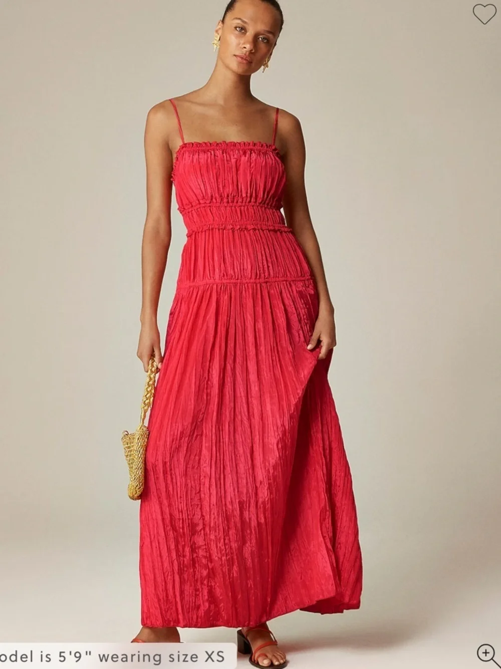 J. Crew NWT Crinkle Ruffle Trim Dress Strawberry Sunrise